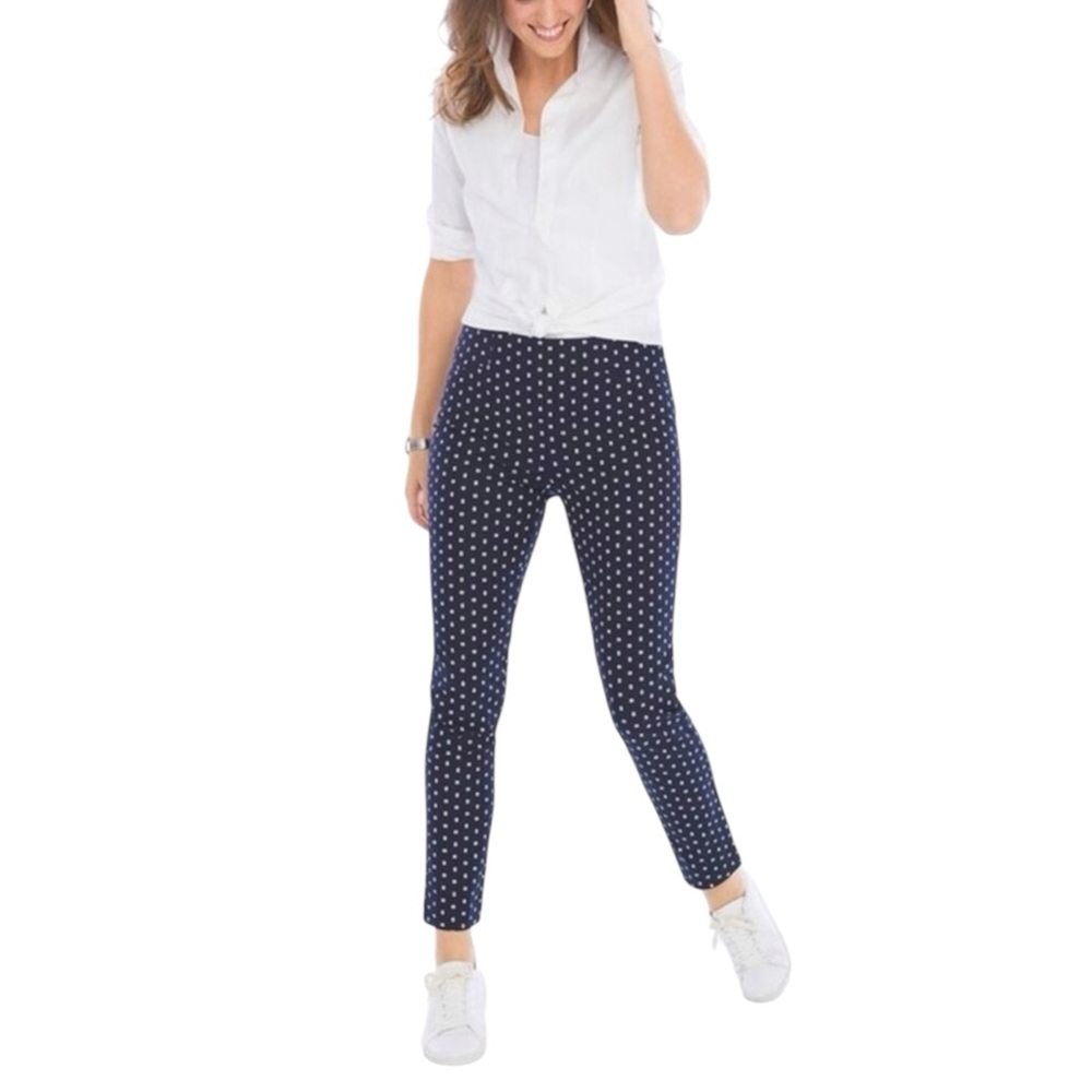 CHICO’s “The Ultimate Fit” Polka Dot pull-on Cropped Pants Size 1 (8) — NWT